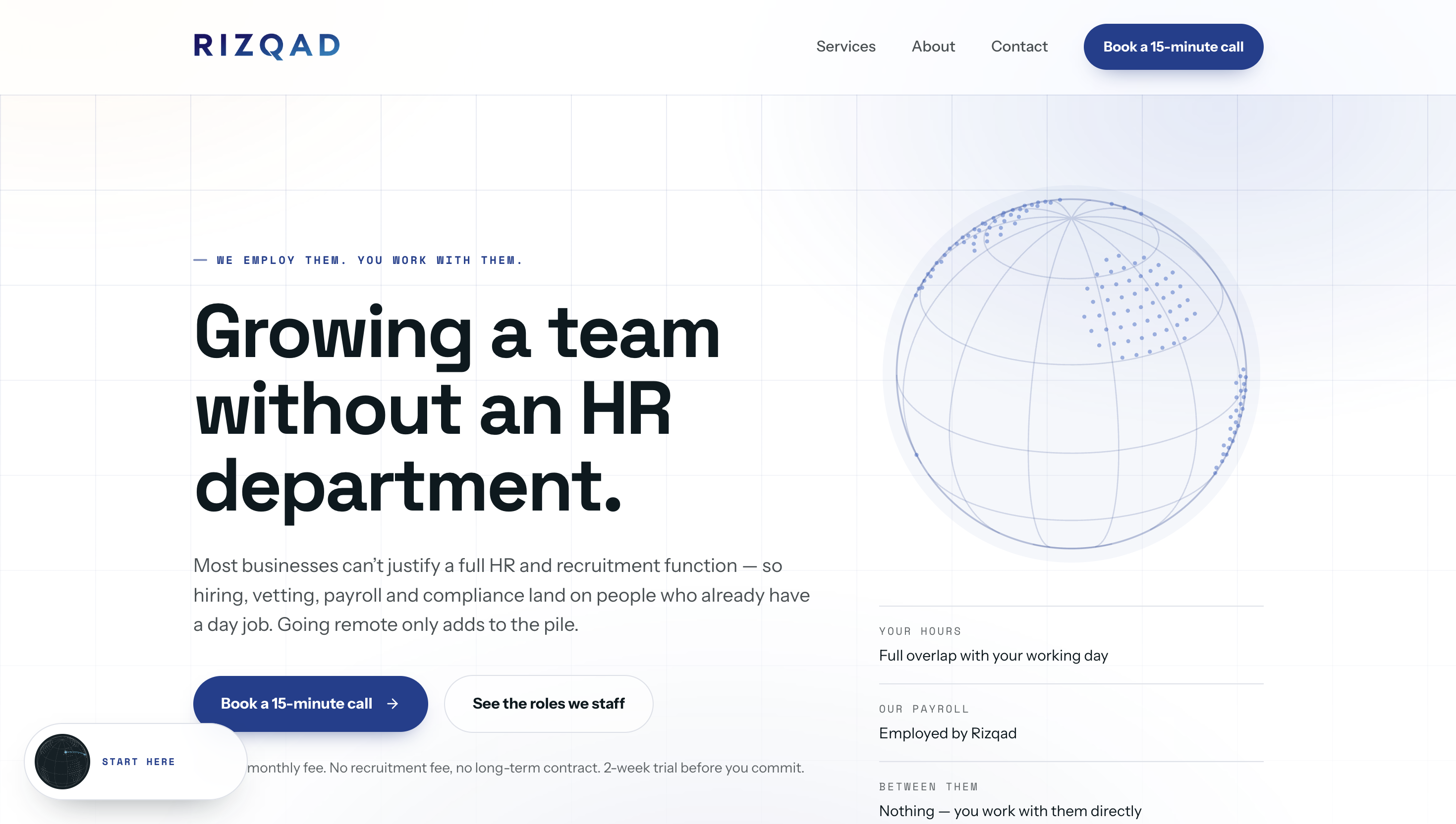 Rizqad: an Employer of Record platform for global hiring — screenshot